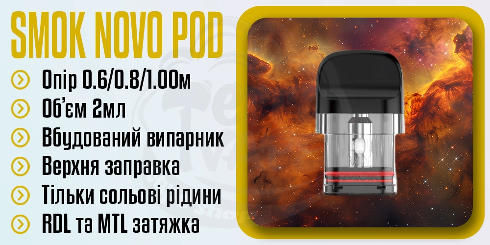Основні параметри картриджів SMOK Novo